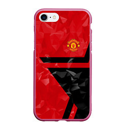 Чехол iPhone 7/8 матовый FCMU: Red & Black Star, цвет: 3D-малиновый