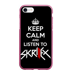 Чехол iPhone 7/8 матовый Keep Calm & Skrillex, цвет: 3D-малиновый