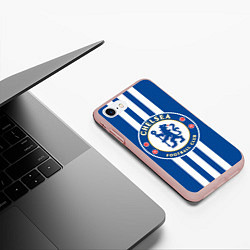 Чехол iPhone 7/8 матовый FC Chelsea: Gold Lines, цвет: 3D-светло-розовый — фото 2