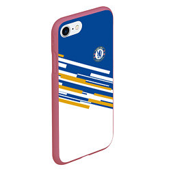 Чехол iPhone 7/8 матовый FC Chelsea: Colour Line, цвет: 3D-малиновый — фото 2