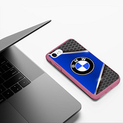 Чехол iPhone 7/8 матовый BMW: Blue Metallic, цвет: 3D-малиновый — фото 2