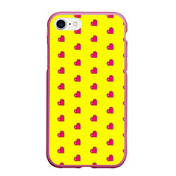 Чехол iPhone 7/8 матовый 8 bit yellow love, цвет: 3D-малиновый