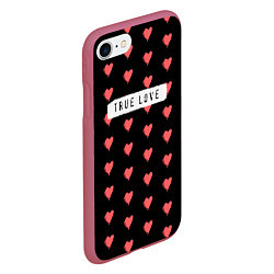 Чехол iPhone 7/8 матовый True Love, цвет: 3D-малиновый — фото 2