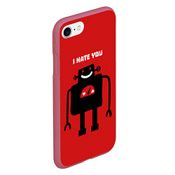 Чехол iPhone 7/8 матовый I hate you, цвет: 3D-малиновый — фото 2
