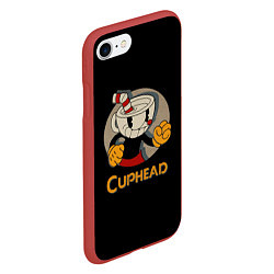 Чехол iPhone 7/8 матовый Cuphead: Mugman, цвет: 3D-красный — фото 2