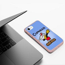 Чехол iPhone 7/8 матовый Cuphead Dab, цвет: 3D-светло-розовый — фото 2