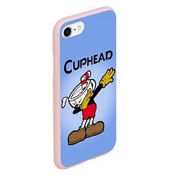 Чехол iPhone 7/8 матовый Cuphead Dab, цвет: 3D-светло-розовый — фото 2