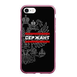Чехол iPhone 7/8 матовый Сержант: герб РФ, цвет: 3D-малиновый