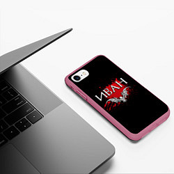 Чехол iPhone 7/8 матовый Готический Иван, цвет: 3D-малиновый — фото 2