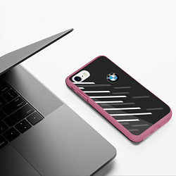 Чехол iPhone 7/8 матовый BMW SPORT, цвет: 3D-малиновый — фото 2