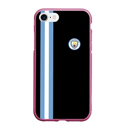 Чехол iPhone 7/8 матовый Манчестер Сити, цвет: 3D-малиновый