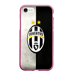 Чехол iPhone 7/8 матовый FC Juventus W&B, цвет: 3D-малиновый