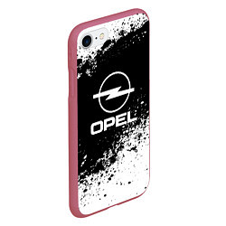 Чехол iPhone 7/8 матовый Opel: Black Spray, цвет: 3D-малиновый — фото 2