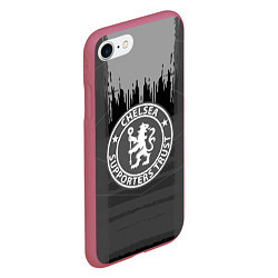 Чехол iPhone 7/8 матовый FC Chelsea: Grey Abstract, цвет: 3D-малиновый — фото 2