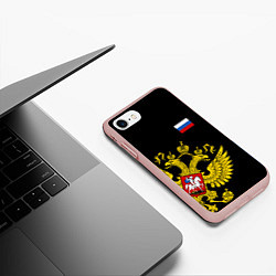 Чехол iPhone 7/8 матовый Флаг и Герб России, цвет: 3D-светло-розовый — фото 2