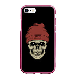 Чехол iPhone 7/8 матовый Street Skull, цвет: 3D-малиновый