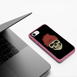 Чехол iPhone 7/8 матовый Street Skull, цвет: 3D-малиновый — фото 2