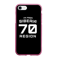 Чехол iPhone 7/8 матовый Im from Siberia: 70 Region, цвет: 3D-малиновый