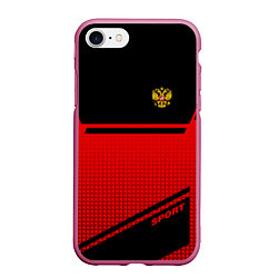 Чехол iPhone 7/8 матовый Russia: Red Sport, цвет: 3D-малиновый