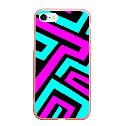 Чехол iPhone 7/8 матовый Maze: Violet & Turquoise, цвет: 3D-светло-розовый