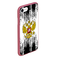 Чехол iPhone 7/8 матовый Russia: White Sport, цвет: 3D-малиновый — фото 2