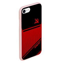 Чехол iPhone 7/8 матовый USSR: Black Sport, цвет: 3D-светло-розовый — фото 2