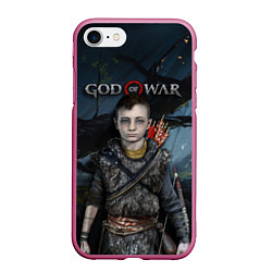Чехол iPhone 7/8 матовый God of War: Atreus, цвет: 3D-малиновый