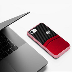 Чехол iPhone 7/8 матовый Volvo: Red Carbon, цвет: 3D-баблгам — фото 2