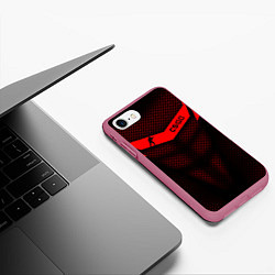 Чехол iPhone 7/8 матовый CS:GO Red Carbon, цвет: 3D-малиновый — фото 2