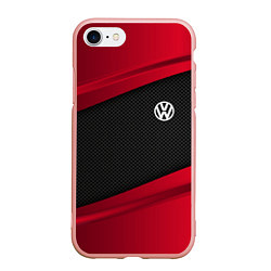 Чехол iPhone 7/8 матовый Volkswagen: Red Sport, цвет: 3D-светло-розовый