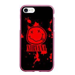 Чехол iPhone 7/8 матовый Nirvana: Blooded Smile, цвет: 3D-малиновый
