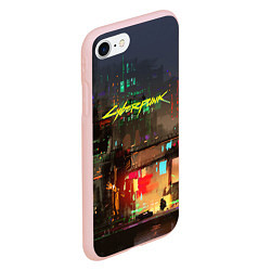 Чехол iPhone 7/8 матовый Cyberpunk 2077: Night City, цвет: 3D-светло-розовый — фото 2