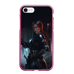 Чехол iPhone 7/8 матовый The Witcher 3: Warrior Woman, цвет: 3D-малиновый