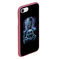 Чехол iPhone 7/8 матовый Зомби с черепом, цвет: 3D-малиновый — фото 2