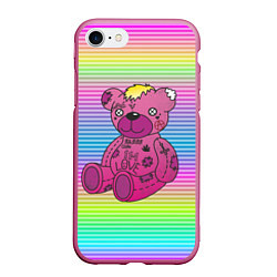 Чехол iPhone 7/8 матовый Lil Peep Bear, цвет: 3D-малиновый