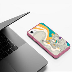 Чехол iPhone 7/8 матовый Love saxophone, цвет: 3D-малиновый — фото 2