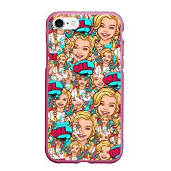 Чехол iPhone 7/8 матовый Pop art, цвет: 3D-малиновый