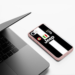 Чехол iPhone 7/8 матовый Роналду Ювентус, цвет: 3D-светло-розовый — фото 2