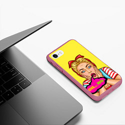 Чехол iPhone 7/8 матовый Pop-girl: Oh no, цвет: 3D-малиновый — фото 2