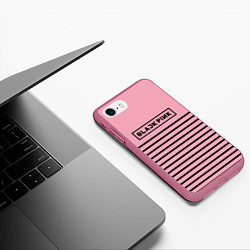Чехол iPhone 7/8 матовый Black Pink: Black Stripes, цвет: 3D-малиновый — фото 2