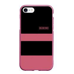 Чехол iPhone 7/8 матовый Black Pink: Logo, цвет: 3D-малиновый