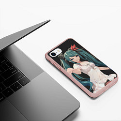 Чехол iPhone 7/8 матовый Hatsune Miku, цвет: 3D-светло-розовый — фото 2