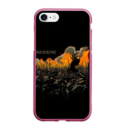 Чехол iPhone 7/8 матовый True Detective: Fire, цвет: 3D-малиновый