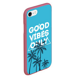 Чехол iPhone 7/8 матовый Good vibes only, цвет: 3D-малиновый — фото 2