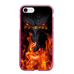 Чехол iPhone 7/8 матовый TES: Flame Wolf, цвет: 3D-малиновый