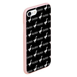 Чехол iPhone 7/8 матовый GUSSI: Black Pattern, цвет: 3D-светло-розовый — фото 2