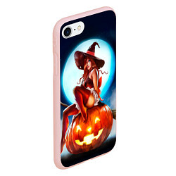 Чехол iPhone 7/8 матовый Ведьма на тыкве, цвет: 3D-светло-розовый — фото 2
