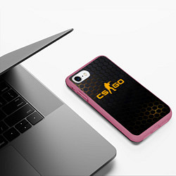 Чехол iPhone 7/8 матовый CS:GO Carbon Style, цвет: 3D-малиновый — фото 2