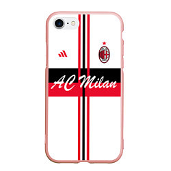 Чехол iPhone 7/8 матовый AC Milan: White Form, цвет: 3D-светло-розовый