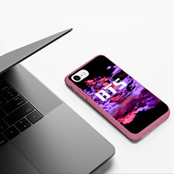 Чехол iPhone 7/8 матовый BTS: Black & Pink, цвет: 3D-малиновый — фото 2